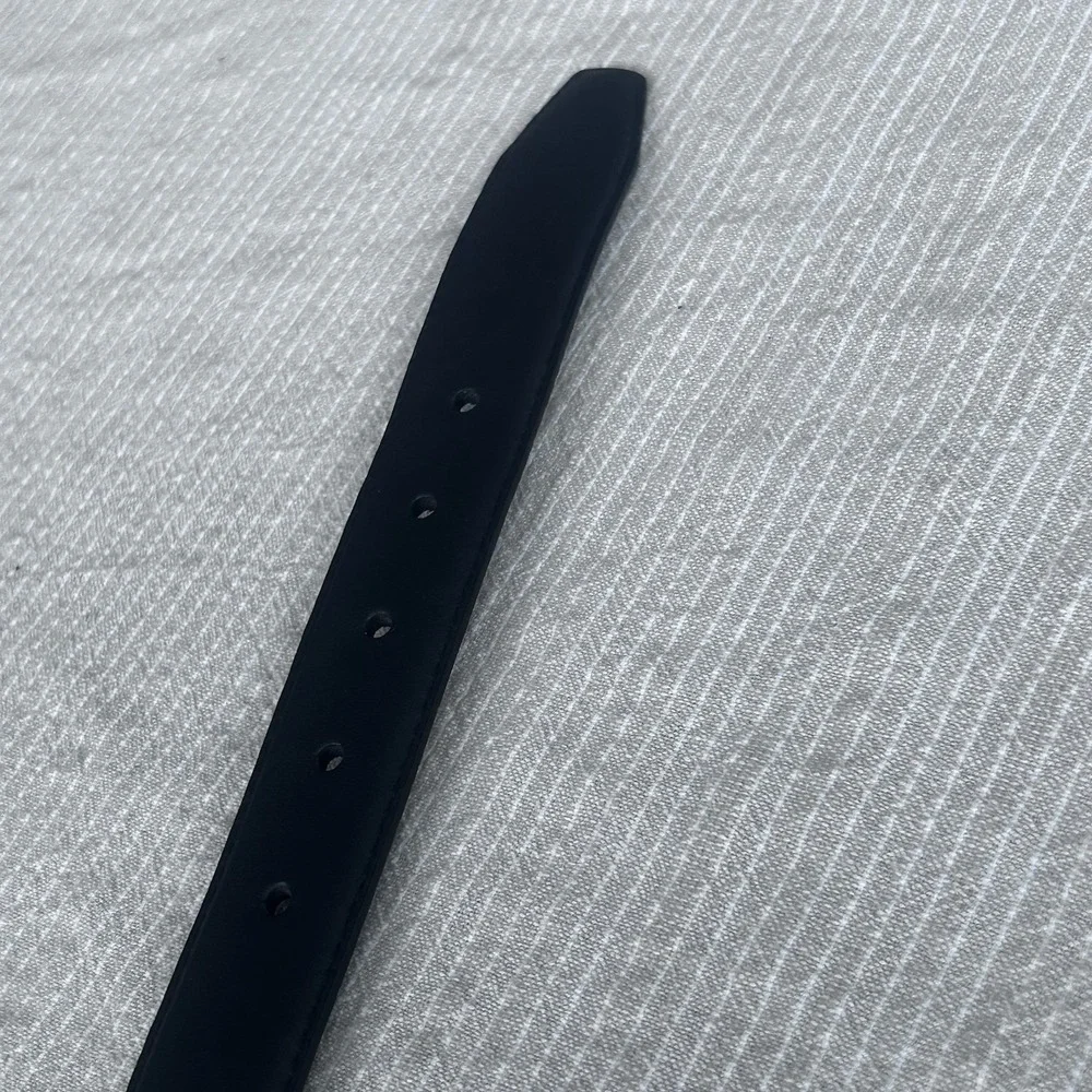 NWT DKNY Black Full Grain Leather Belt Silver Buckle Size 36